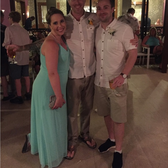 Alfred Sung size 12 teal floor length bridesmaid dress - Picture 4 of 4